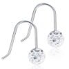 Elegant crystal ball drop earrings with silver hooks, featuring sparkling clear crystals for a chic look.