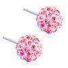 Pink crystal stud earrings featuring a spherical design with sparkling rhinestones, perfect for adding elegance to any outfit.