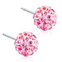 Pink crystal stud earrings featuring a spherical design with sparkling rhinestones, perfect for adding elegance to any outfit.