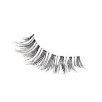 Black false eyelashes featuring long, wispy strands for a dramatic eye effect, enhancing beauty and style.