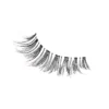 Black synthetic eyelash strip featuring individual lash clusters for a dramatic look, enhancing eye makeup with volume and length.