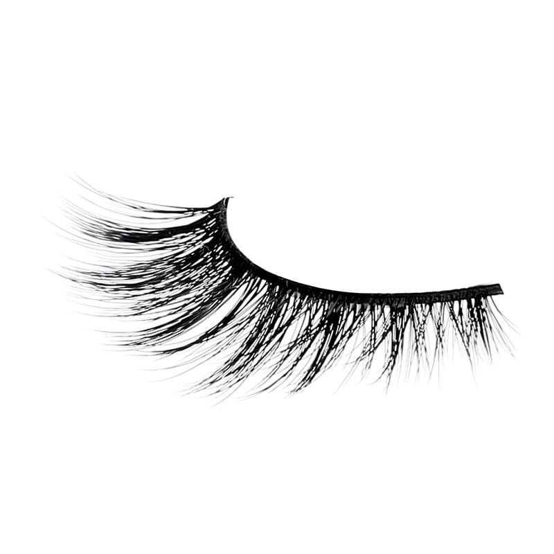 Luxury black false eyelash with long, dramatic fibers for enhanced volume and length, suitable for various makeup looks.