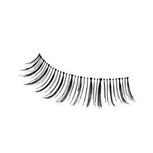 Natural look false eyelashes with fine strands for a subtle enhancement of eye beauty, suitable for various makeup styles.