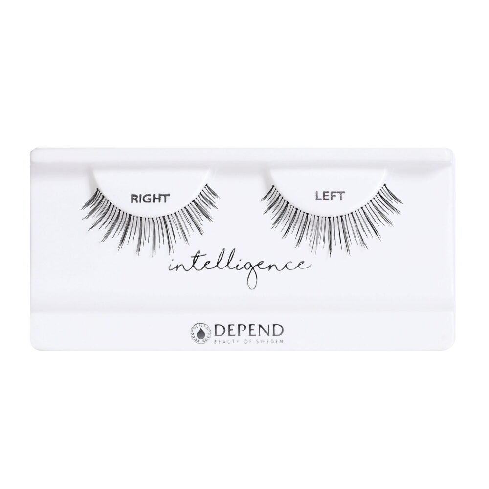 Depend Intelligence false eyelashes set featuring right and left lashes for enhanced eye beauty, perfect for makeup enthusiasts.