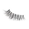 Black false eyelashes featuring long, wispy strands for dramatic eye enhancement, suitable for various makeup styles.