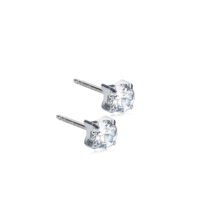 Elegant diamond stud earrings featuring a brilliant cut design in a silver setting, perfect for any occasion.