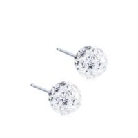 Elegant crystal stud earrings with a sparkling design, featuring a round shape and silver-tone posts for a sophisticated look.