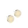 Gold stud earrings featuring a circular design adorned with sparkling crystals, perfect for adding elegance to any outfit.