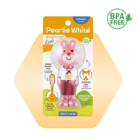 Pearly White Kids Toothbrush featuring a bunny design with extra soft bristles, BPA-free, suitable for ages 3 and up.