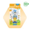 Pearlie White Kids toothbrush featuring a penguin design, BPA-free, with a compact rounded head and pop-up feature for ages 3 and up.