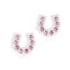 Pink rhinestone horseshoe earrings featuring a unique design with sparkling stones, perfect for adding a touch of elegance to any outfit.