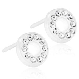 Elegant crystal stud earrings featuring a circular design with sparkling rhinestones, perfect for adding a touch of glamour.