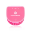 Pearlie White pink toothbrush case designed for travel, featuring a compact design and logo, ideal for keeping toothbrushes clean.