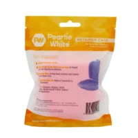 Pearly White retainer case packaging featuring a secure design to prevent accidental openings, suitable for retainers and aligners.