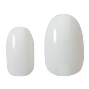 Glossy white nail tips in two sizes for nail art and manicure applications, ideal for creating elegant nail designs.