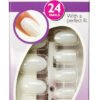 Depend nail kit featuring 24 oval design nails with pink glue for a perfect fit, ideal for at-home manicures and nail art.