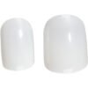 Set of white nail tips in two sizes for professional manicures and nail art applications.