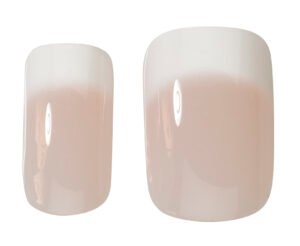 Set of two ombre nail tips featuring a pink gradient design, ideal for nail art and manicure applications.