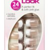 Depend French Look Square Design Nails kit with 24 flexible nails and pink glue for easy application and a perfect fit.