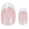 Set of French tip artificial nails in two sizes, featuring a natural pink base and white tips for a classic manicure look.