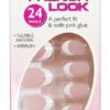 Depend French Look oval nails pack with 24 flexible nails and pink glue for easy application.