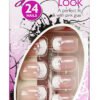 Depend Glamour Look square design false nails with pink glue, 24 pieces, perfect fit for stylish nail enhancement.