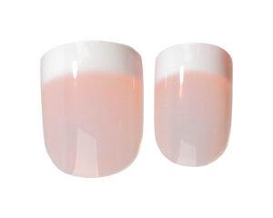 Set of pink ombre nail tips with a smooth finish, suitable for nail art and manicure applications.