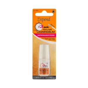 Depend Nail Glue with natural finish, dries in 13 seconds, strong adhesive for nails, 7ml bottle, Beauty of Sweden.