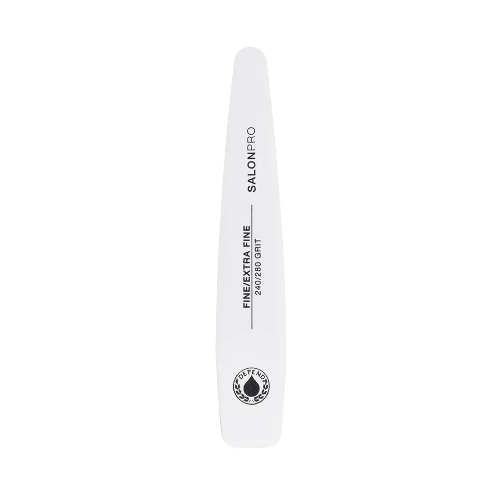 SalonPro Fine Extra Nail File designed for smooth nail shaping and finishing, featuring a sleek white design with branding.