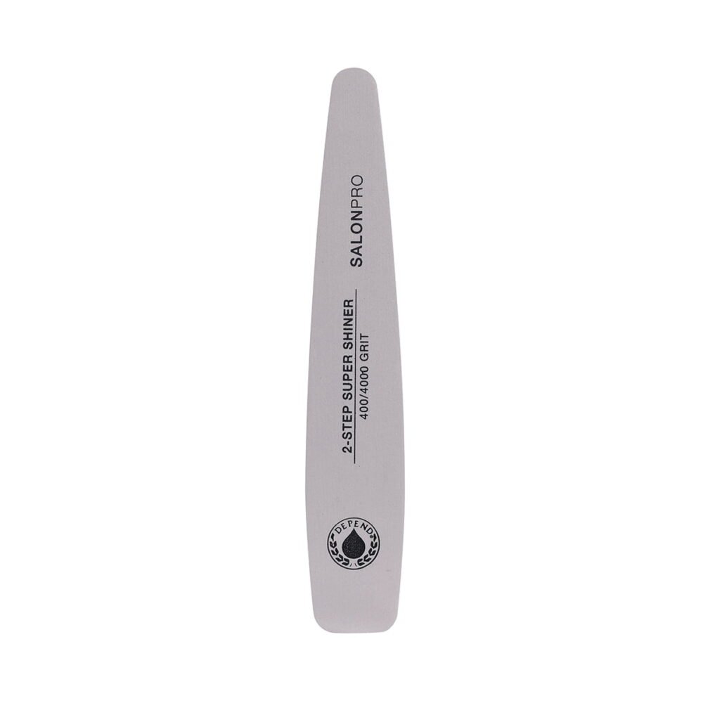 SalonPro 2-Step Super Shiner nail file with 400/4000 grit for professional nail care and finishing.