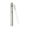 Silver nail file and pen set featuring a sleek design and decorative crystals for nail care and writing.