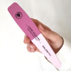 SalonPro 3-step polishing nail file with 320/600/300 grit for professional nail care and finishing.