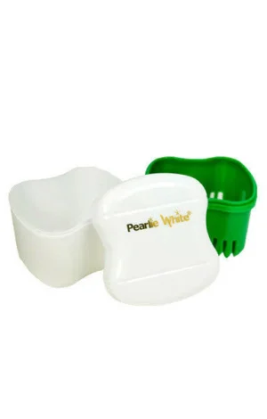 Pearly White toothbrush holder set featuring a white and green design, ideal for organizing toothbrushes and dental accessories.