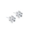 Silver cluster earrings featuring multiple sparkling clear crystals, perfect for adding elegance to any outfit.