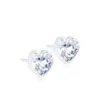 Heart-shaped diamond stud earrings featuring clear, sparkling stones set in a simple silver backing, perfect for any occasion.