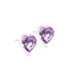 Heart-shaped earrings featuring purple gemstones set in silver, perfect for adding a touch of elegance to any outfit.