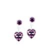 Heart-shaped earrings featuring purple crystals, ideal for adding a touch of elegance to any outfit. Perfect for special occasions.