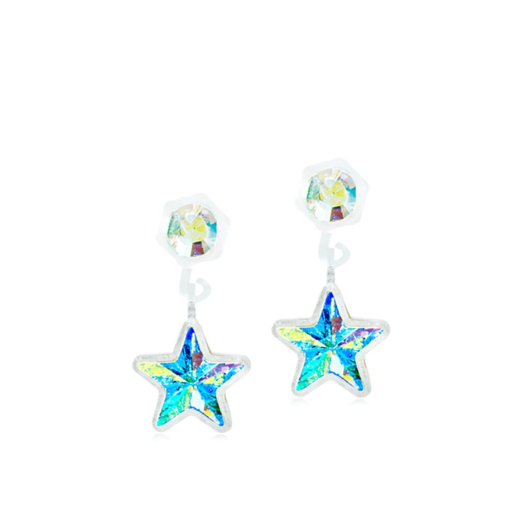 Star-shaped earrings featuring colorful crystals, perfect for adding sparkle to any outfit. Lightweight and stylish design for everyday wear.