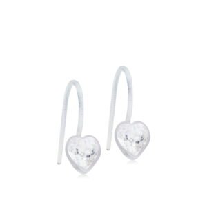 Heart-shaped crystal earrings with a delicate hook design, featuring sparkling clear stones for an elegant look.