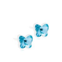 Blue butterfly stud earrings featuring sparkling crystals, ideal for adding a touch of elegance to any outfit.