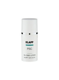 KLAPP PSC Oil Free Lotion in a 30ml bottle, designed for lightweight hydration without oil, suitable for various skin types.