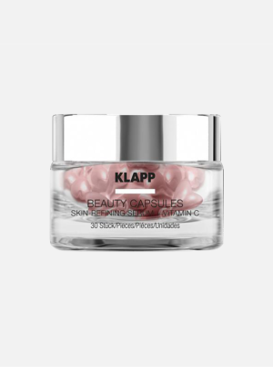 كبسولات KLAPP Beauty تحتوي على مصل فيتامين سي الذي يعمل على تحسين البشرة، وهو مصمم للعناية بالبشرة بشكل روتيني، مما يعزز ملمس البشرة وإشراقها.