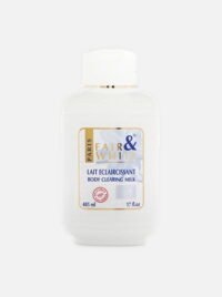 Fair & White Lait Eclaircissant Body Clearing Milk, 485ml bottle for skin brightening and moisturizing.