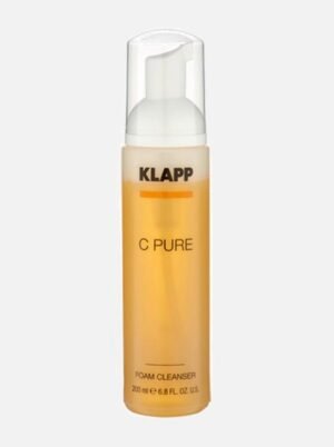 KLAPP C PURE Foam Cleanser in a 200ml bottle, designed for effective cleansing with a refreshing formula.