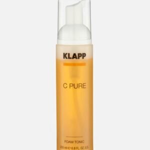 KLAPP C PURE Foam Tonic in a 200ml bottle, designed for skin care with a refreshing formula that revitalizes and tones the skin.