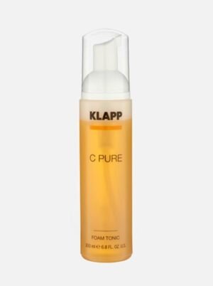 KLAPP C PURE Foam Tonic in a 200ml bottle, designed for skin care with a refreshing formula that revitalizes and tones the skin.