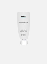 KLAPP Clean & Active Cleansing Cream Foam in a 100ml tube, designed for effective facial cleansing and skin care.