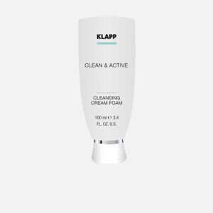 KLAPP Clean & Active Cleansing Cream Foam in a 100ml tube, designed for effective facial cleansing and skin care.