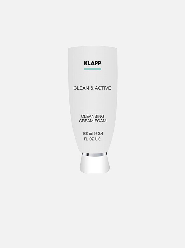 كريم الرغوة المنظفة KLAPP Clean & Active في أنبوب سعة 100 مل، مصمم لتنظيف الوجه والعناية بالبشرة بشكل فعال.