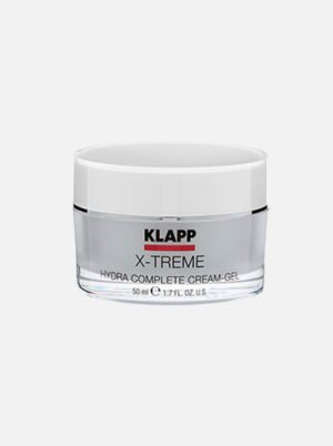 كريم جل KLAPP X-Treme Hydra Complete في وعاء شفاف، مصمم لترطيب عميق وتغذية البشرة، بحجم 50 مل.